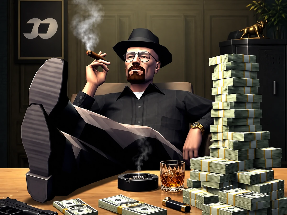 Stacks of cash on a desk